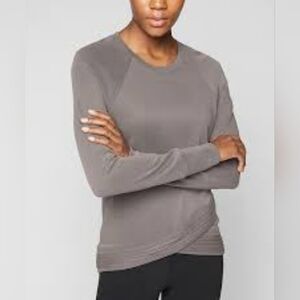 Athleta Serenity Criss Cross Gray Pullover Modal Sweatshirt Size Small Tall